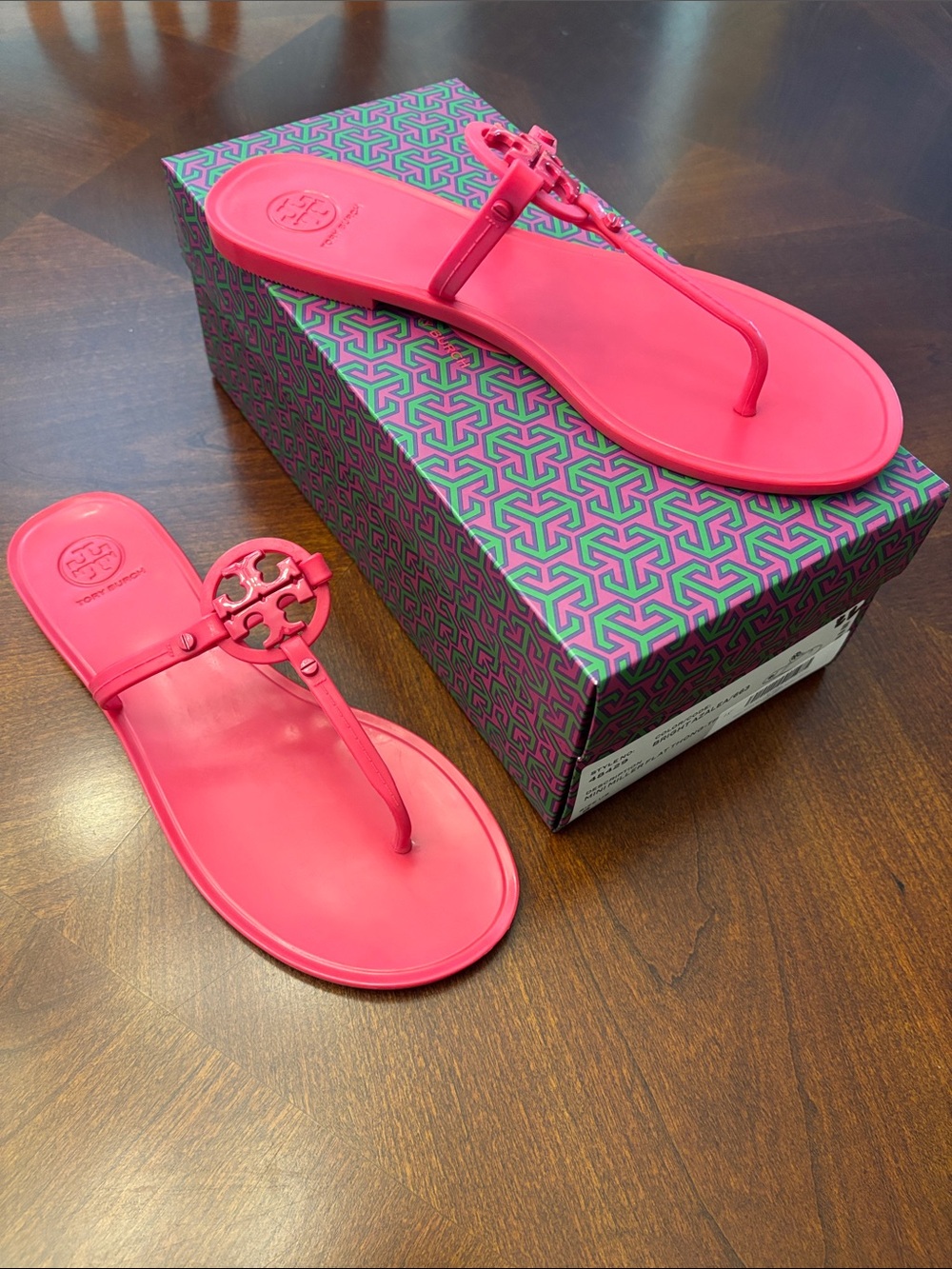 Tory Burch Hot Pink Logo Thong Sandals
